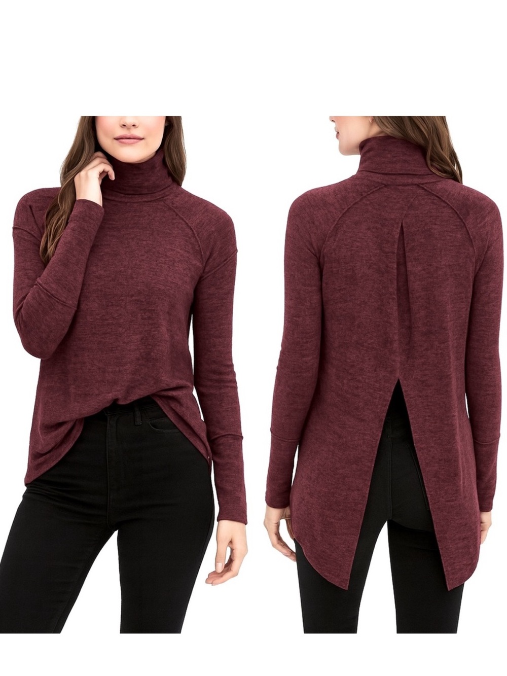 WE THE FREE plum split back sweater top
